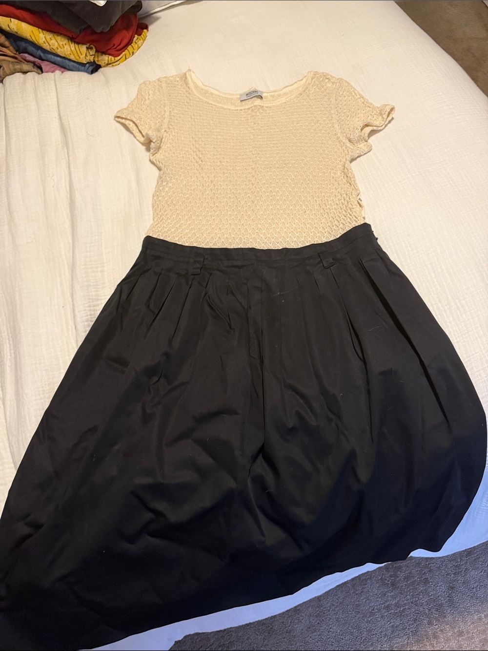 Moschino Black Full A-Line Skirt with Cream Top Styling
